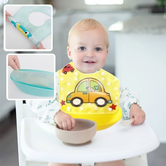 Bavoir bébé imperméable à poche ultra-absorbant - Repas - Bébé Bambin - Bébé Bambin