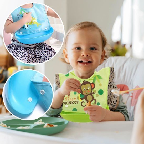Bavoir bébé imperméable à poche ultra-absorbant - Repas - Bébé Bambin - Bébé Bambin