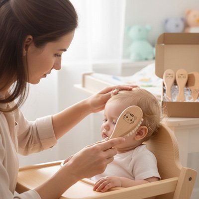 Brosse à cheveux en bois naturel pour bebe ultra-douce avec ses poils extra souples - Le Monde de Charlo & Clara