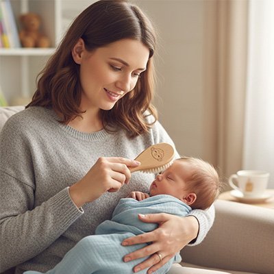 Brosse à cheveux en bois naturel pour bebe ultra-douce avec ses poils extra souples - Le Monde de Charlo & Clara