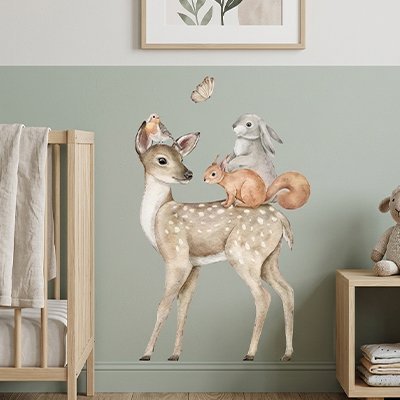 Stickers muraux avec grand lapin et ses amis pour chambre déco tendance Bébé Bambin - Bébé Bambin