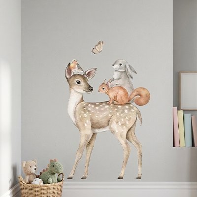 Stickers muraux avec grand lapin et ses amis pour chambre déco tendance Bébé Bambin - Bébé Bambin