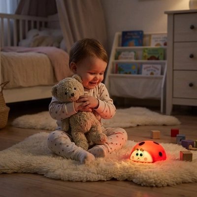 Veilleuse Bébé Coccinelle Sans Fil | Lumière Rouge Douce - Le Monde de Charlo & Clara