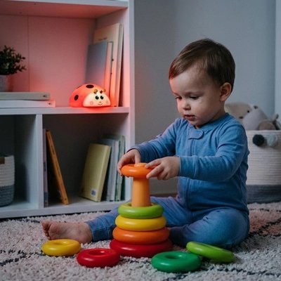 Veilleuse Bébé Coccinelle Sans Fil | Lumière Rouge Douce - Le Monde de Charlo & Clara